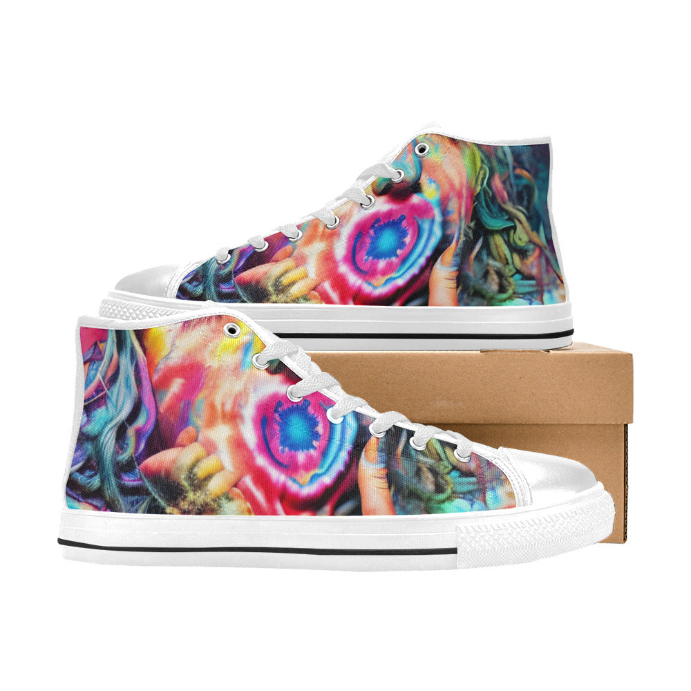 MEN'S Cc Tie Dye Woman High Top Canvas Surreal Custom Shoes