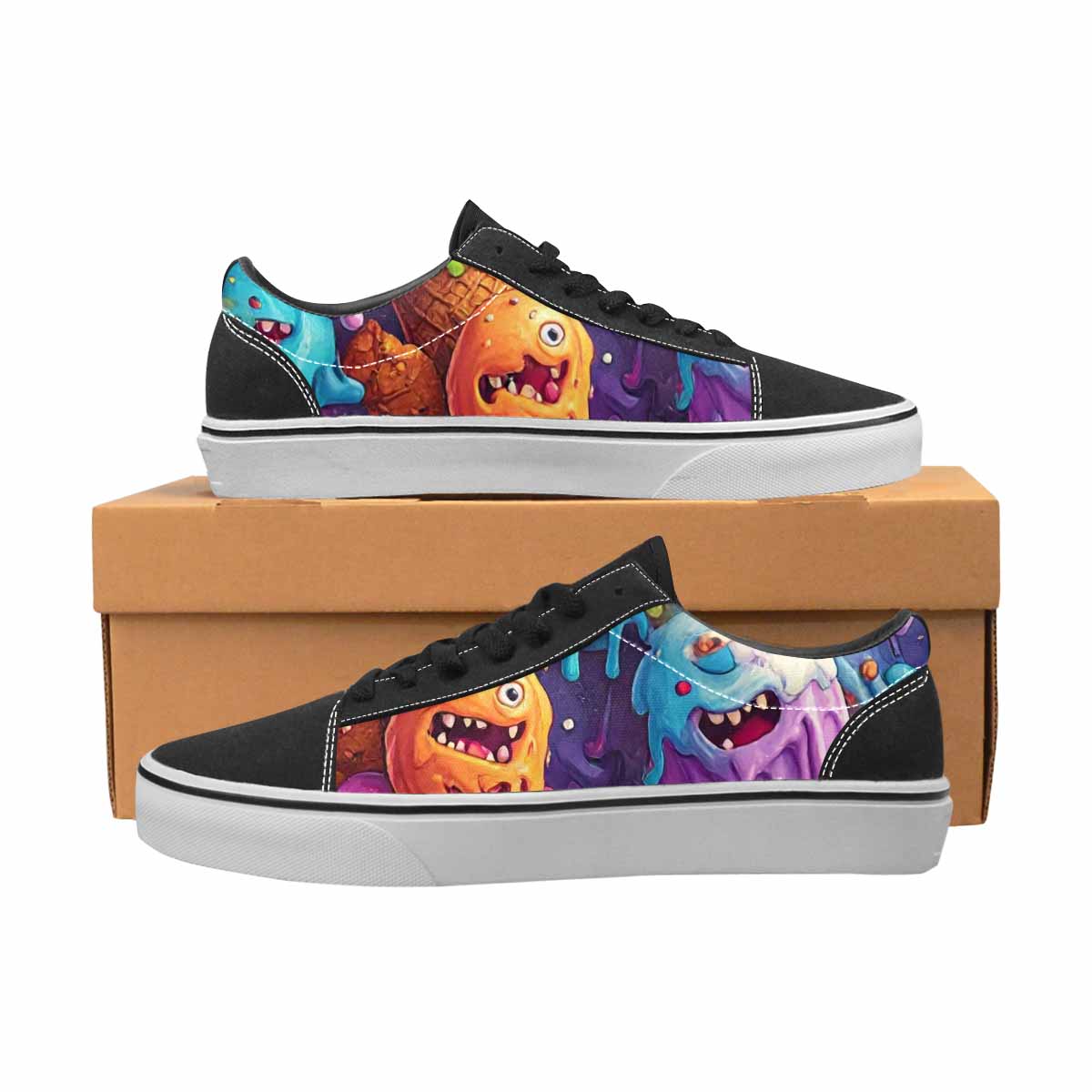 WOMEN'S Melting Ice Cream Monster Lace-Up Canvas Kaleidoscope Sneakers