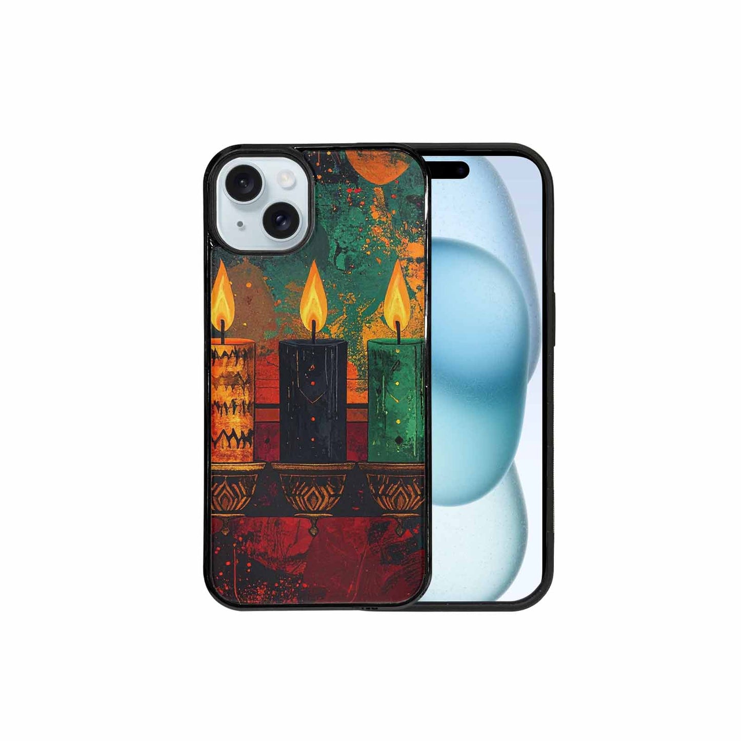 iPhone 15 Plus Case — Kwanzaa Kinara Pattern Seamless Repeat African, Original Design Phone Case