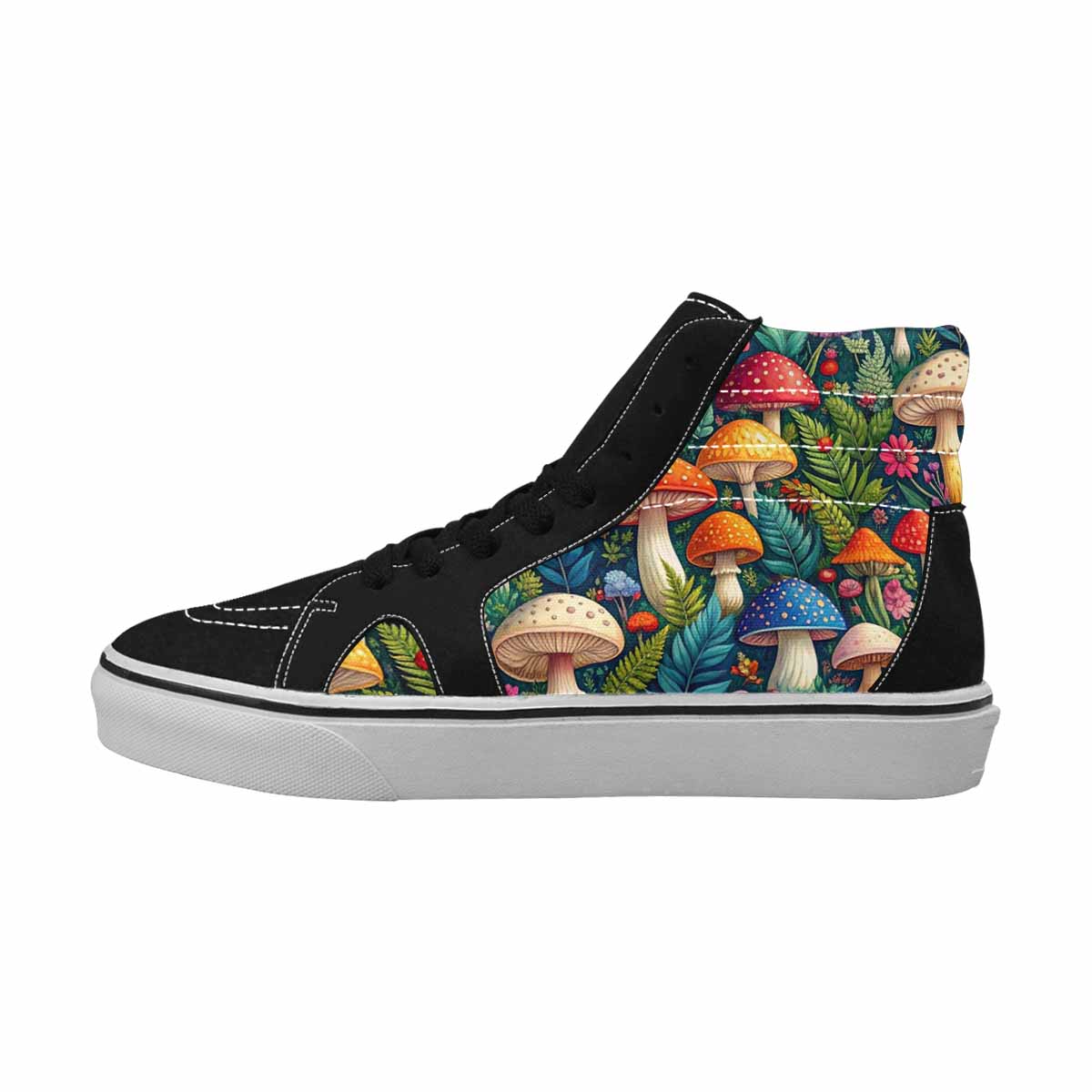MEN'S Mushrooms  Botanical Mushrooms High Top Canvas Neon Fantasy Shoes