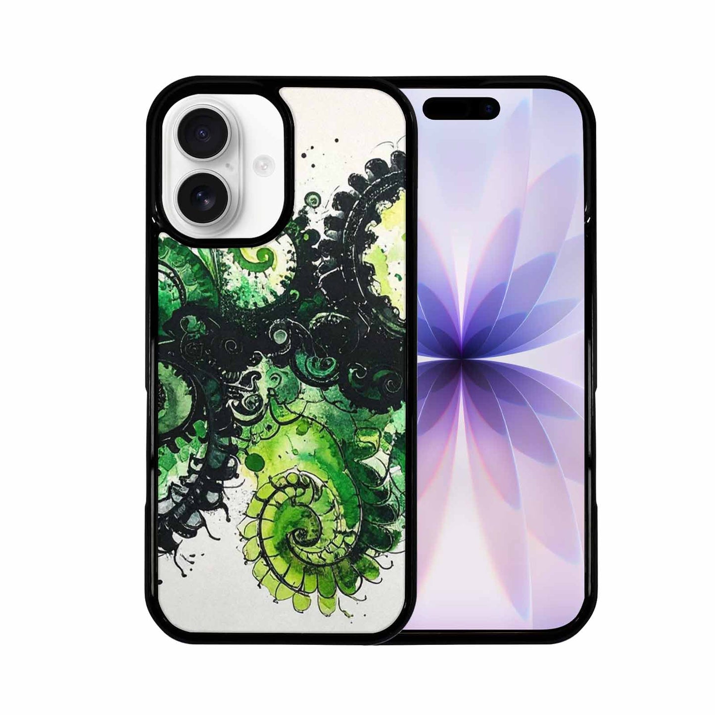 iPhone 17 Case — Black &amp; Green Ink Tie Dye, Unique Phone Case Design