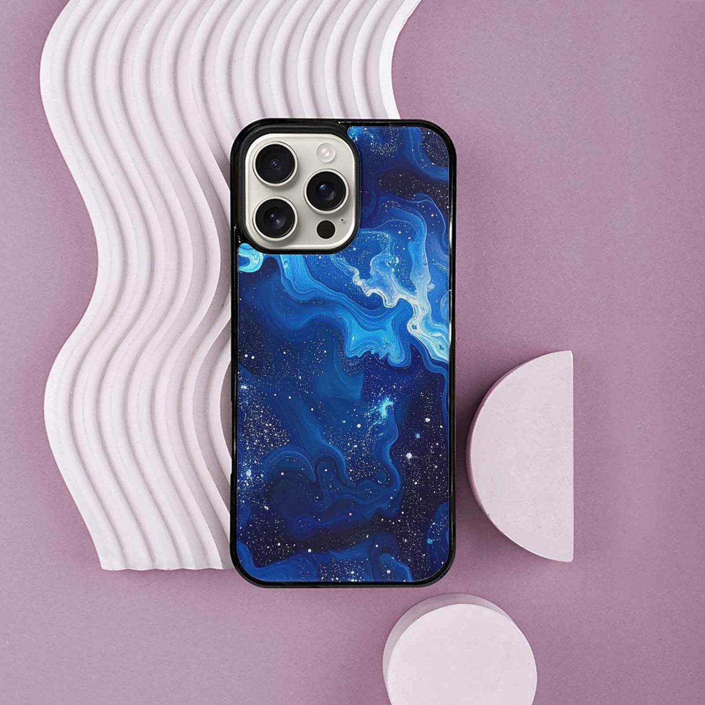 iPhone 16 Pro Max Case — Galaxy Art Blue Starfield Small Galaxy, Custom Designed Case Cover
