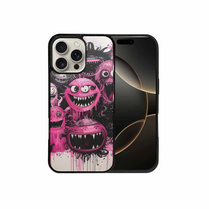iPhone 16 Pro Max Case — Monsters General Black Pink Ink Cartoon, Unique Phone Case Design