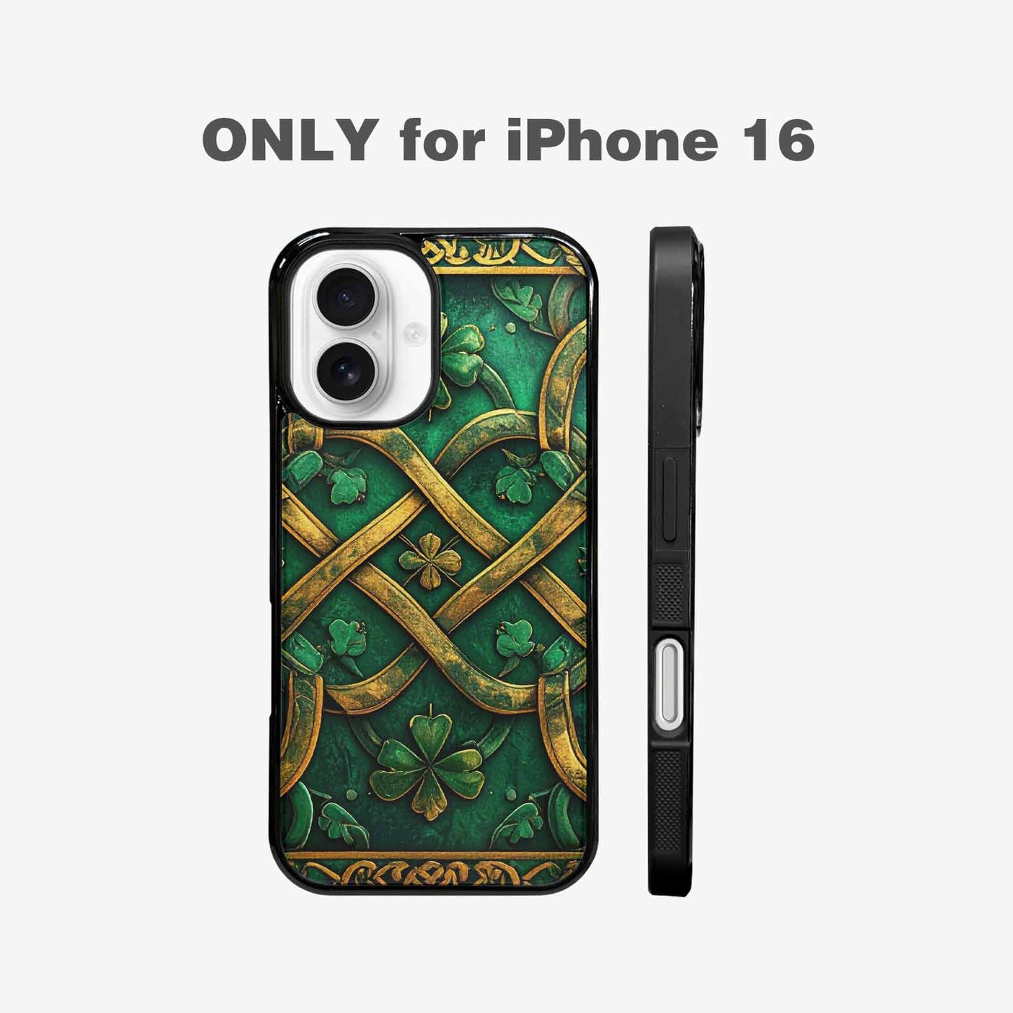 iPhone 16 Case — Irish Celtic Knot Pattern Shamrocks Seamless, Custom Phone Case