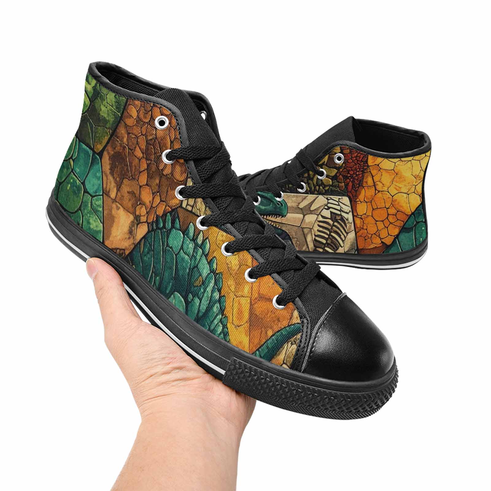 MEN'S Dinosaur Silhouette High Top Canvas Y2K Shoes