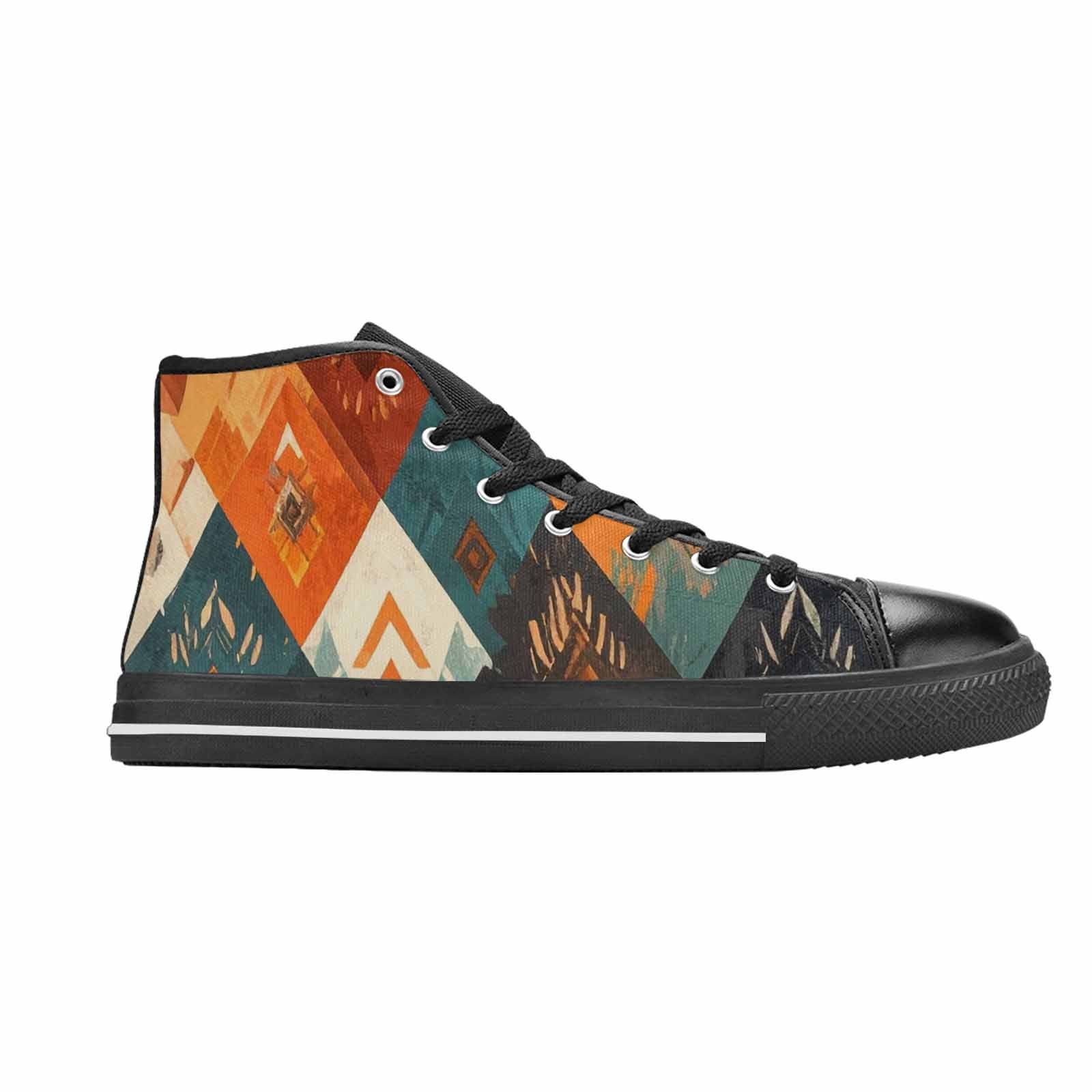 WOMEN'S Southwestern Geometric Diamond High Top Canvas Grunge Shoes