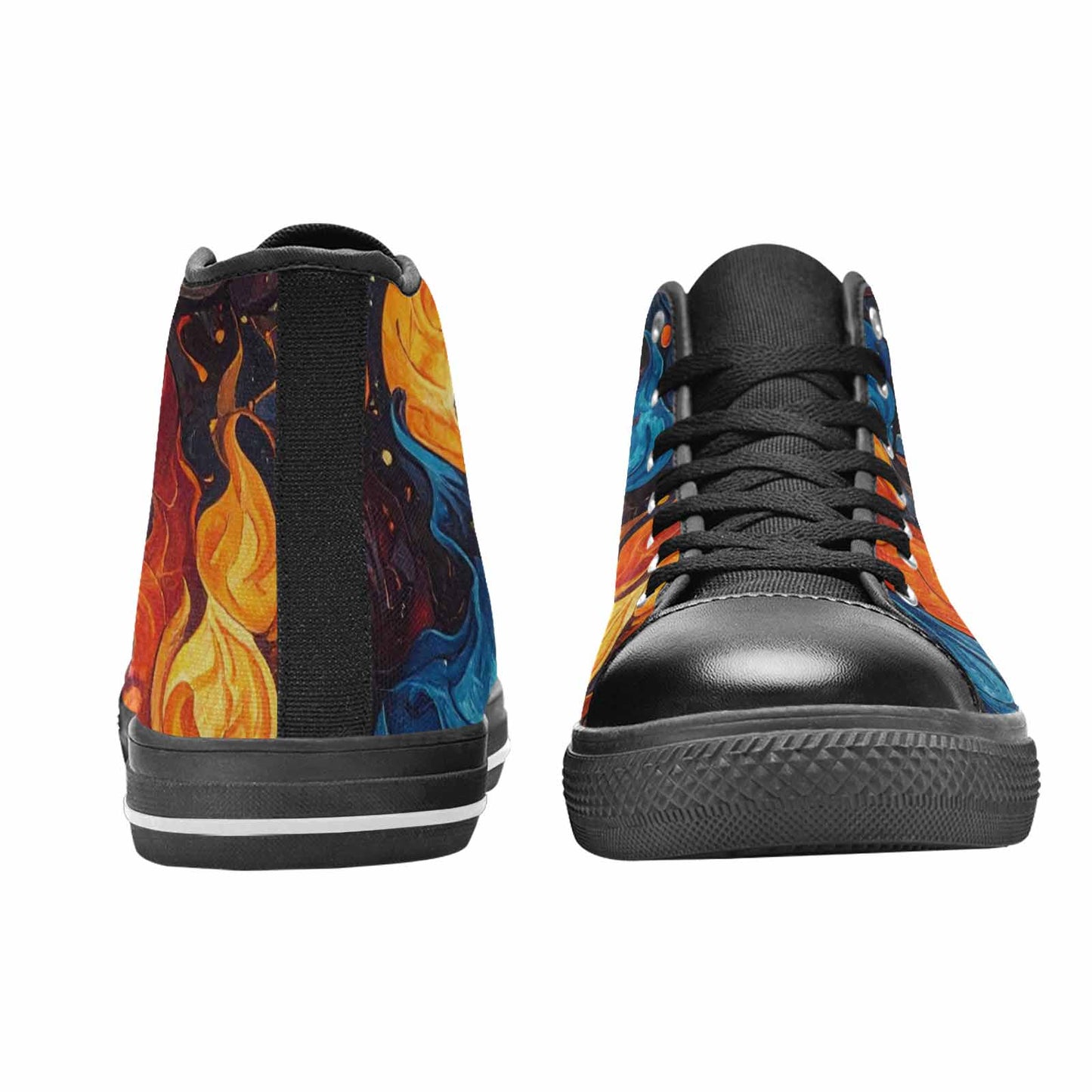 MEN'S Fire Flame High Top Canvas Wallpaper Art Shoes