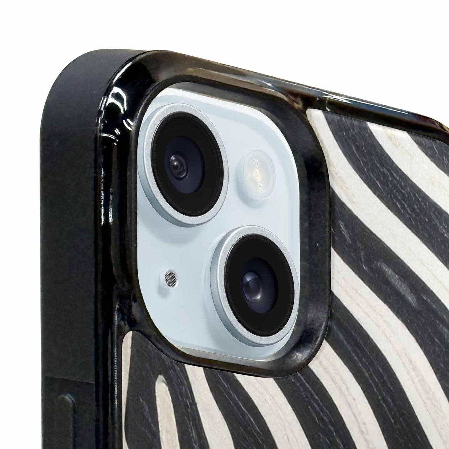 iPhone 15 Plus Case — Modern Zebra Stripe Solid Print Crisp, Custom Made Phone Cover