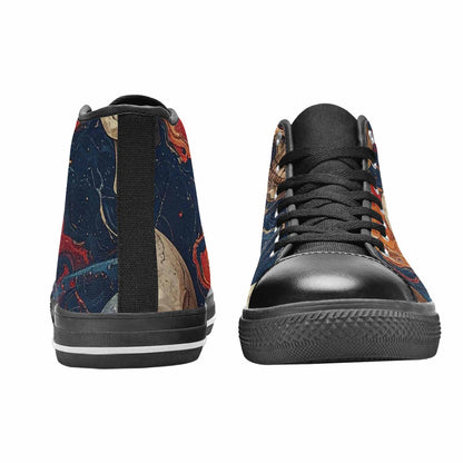 MEN'S Marble Skull High Top Canvas Neon Fantasy Custom Shoes