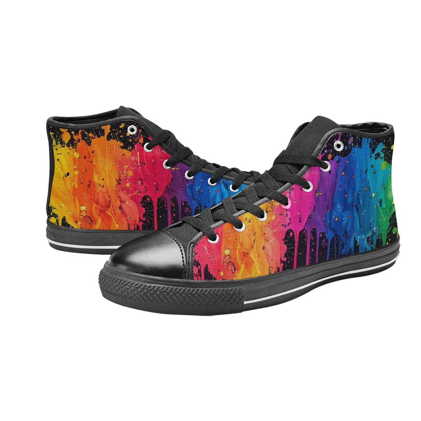 MEN'S Paint Splatter High Top Canvas Cottagecore Custom Shoes
