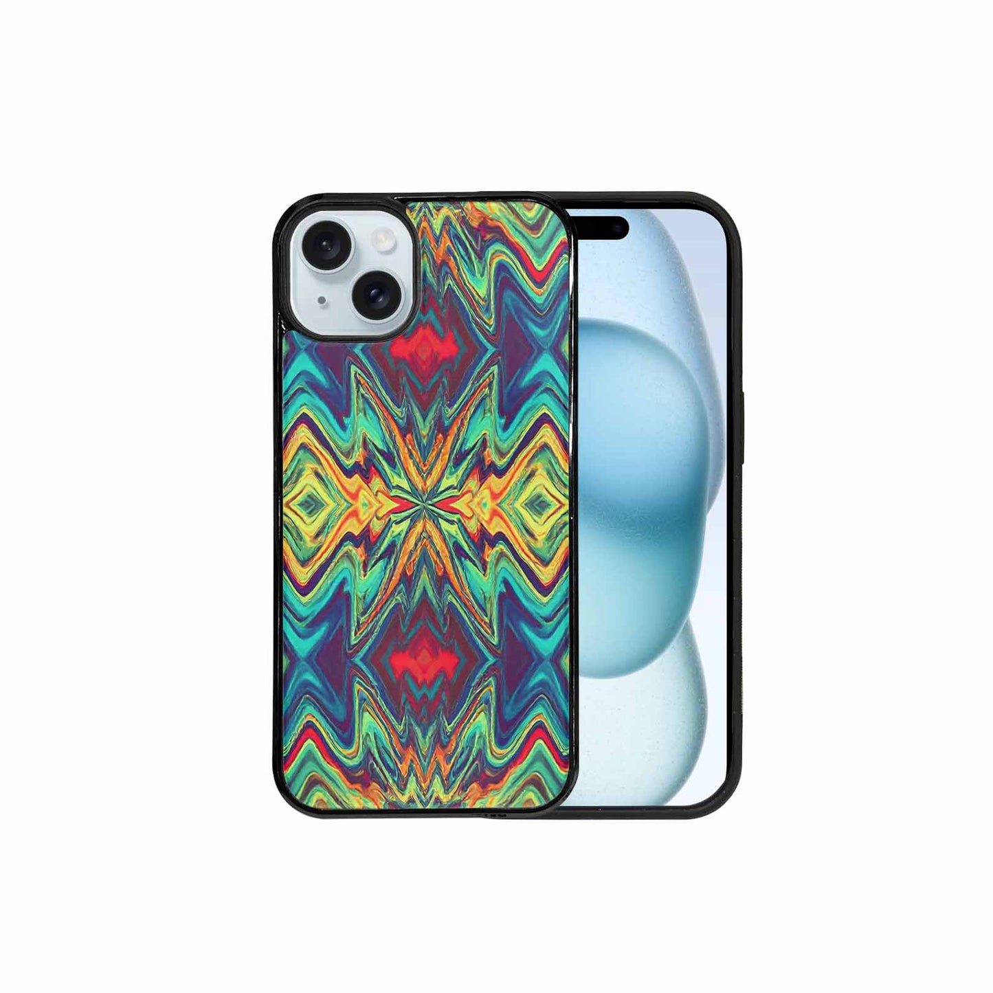 iPhone 15 Plus Case — Holographic Tribal Blaze, Custom Phone Case