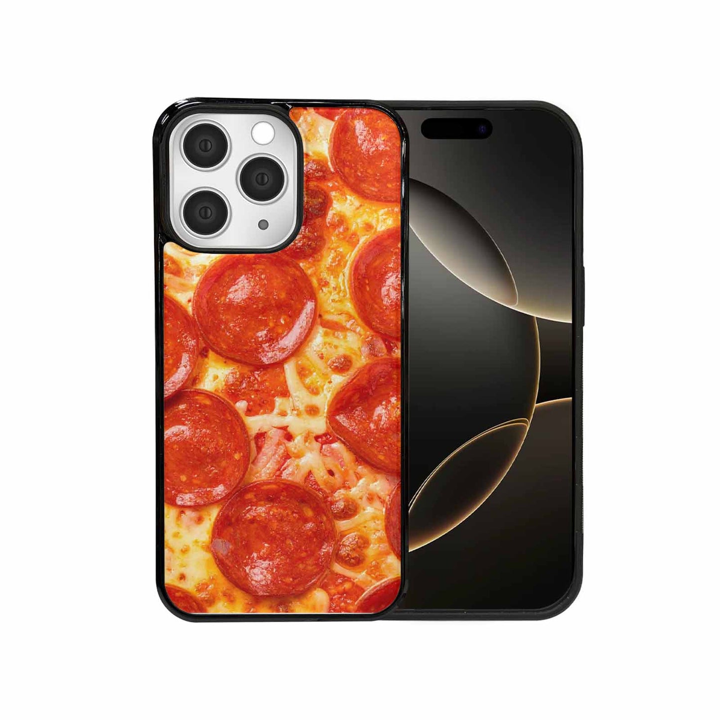 iPhone 15 Pro Max Case — Pepperoni Pizza Background Art Filling Entire, Customized Protective Case
