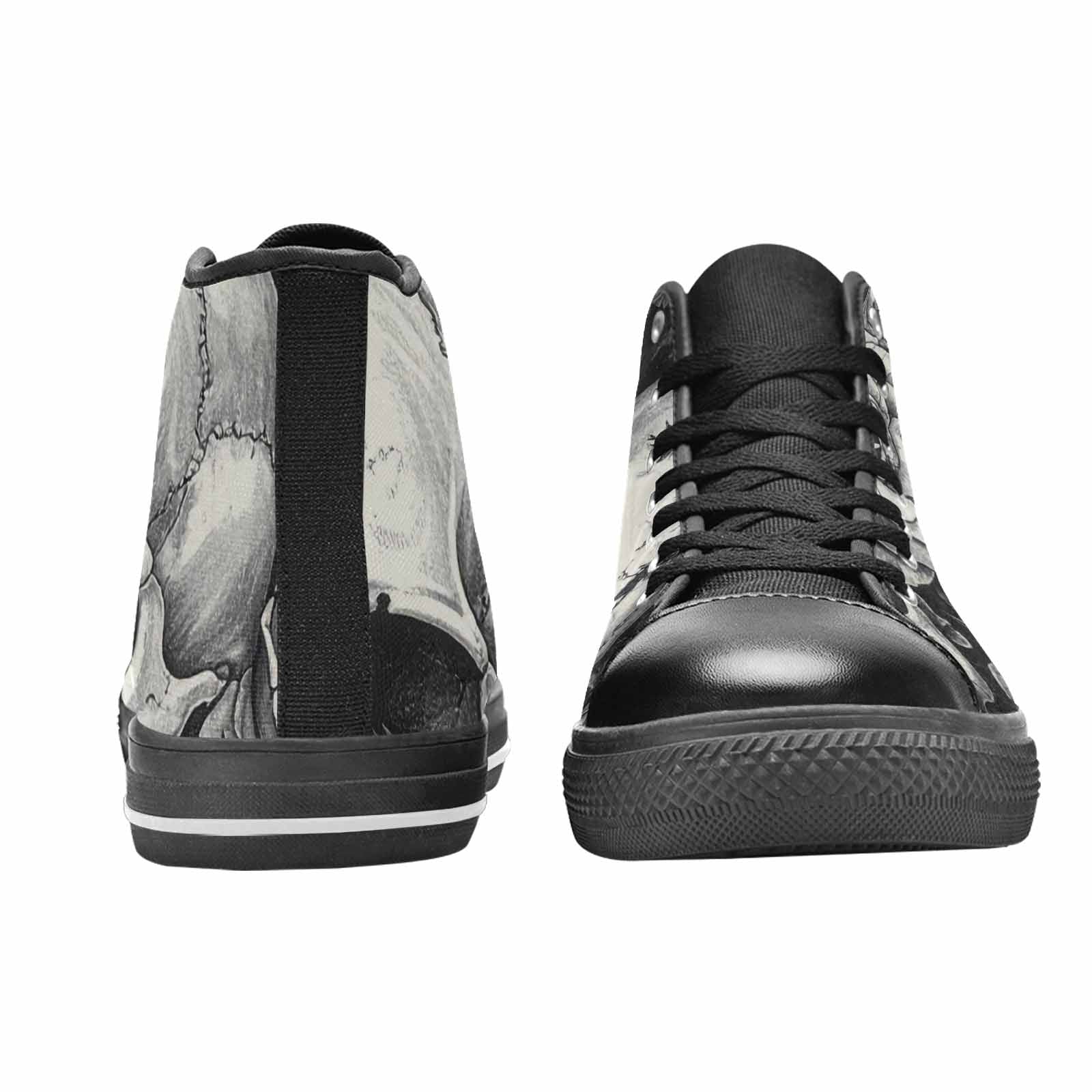 MEN'S Skulls Roses Pen Ink High Top Canvas Vibrant Chaos Shoes