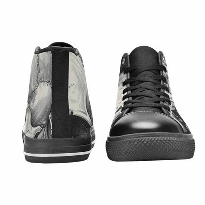 MEN'S Skulls Roses Pen Ink High Top Canvas Vibrant Chaos Shoes