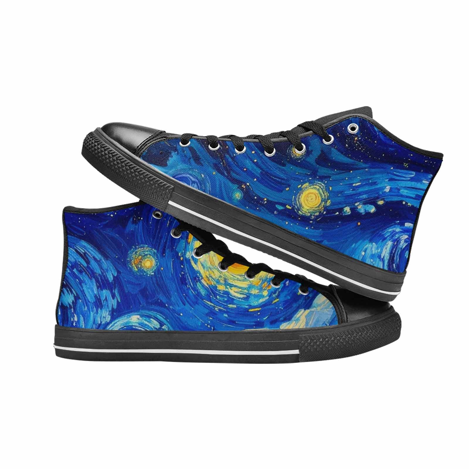 MEN'S Starry Night Van Gogh High Top Canvas Wallpaper Art Sneakers