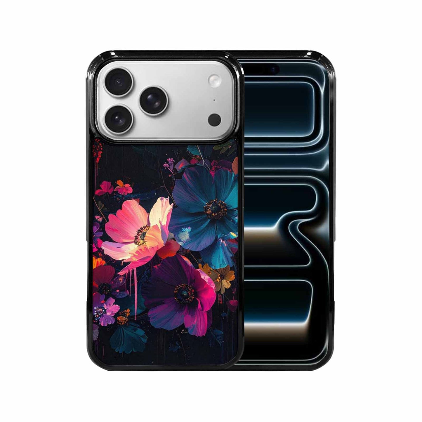 iPhone 17 Pro Max Case — Shadowy Glitch Floral Pattern Floral, Custom Print Case Cover