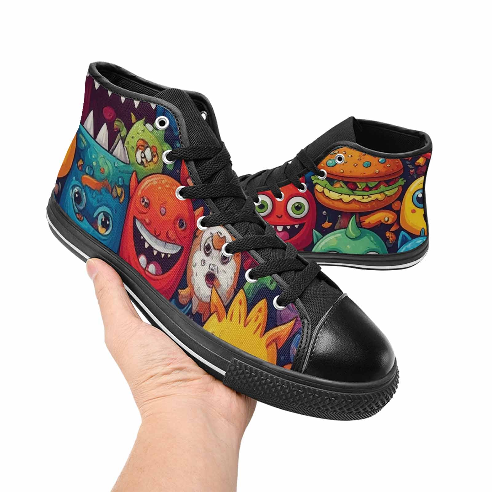 MEN'S Cartoon Monster Character High Top Canvas Dark Academia Custom Shoes