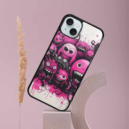 iPhone 15 Plus Case — Monsters General Black Pink Ink Cartoon, Custom Art Phone Cover
