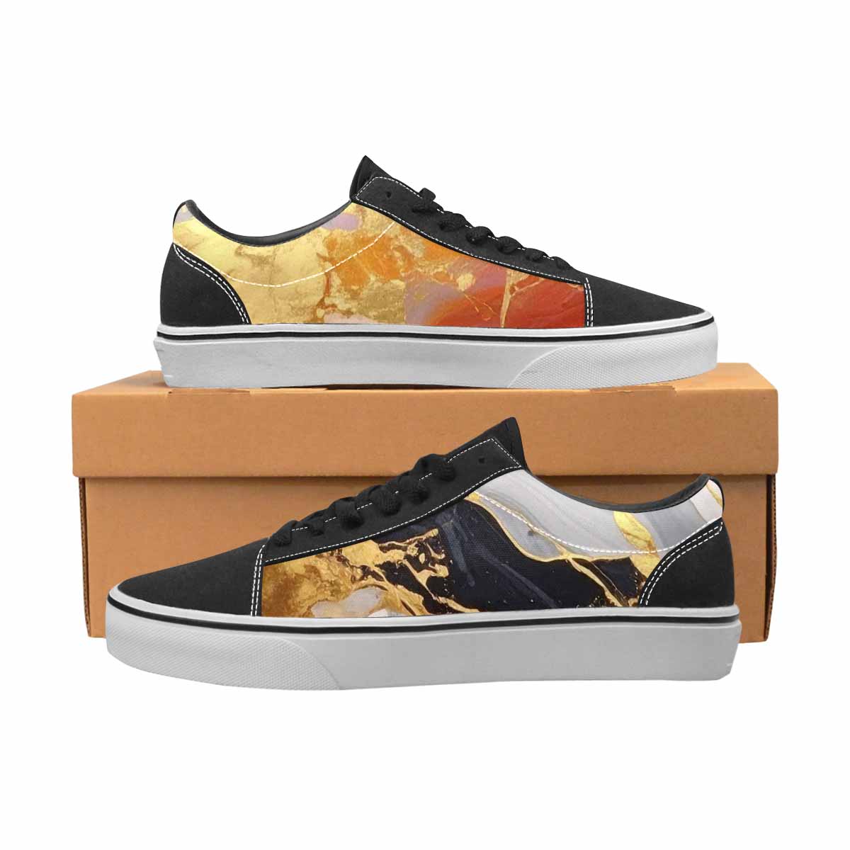 WOMEN'S Marble Vein Lace-Up Canvas Dark Academia Sneakers