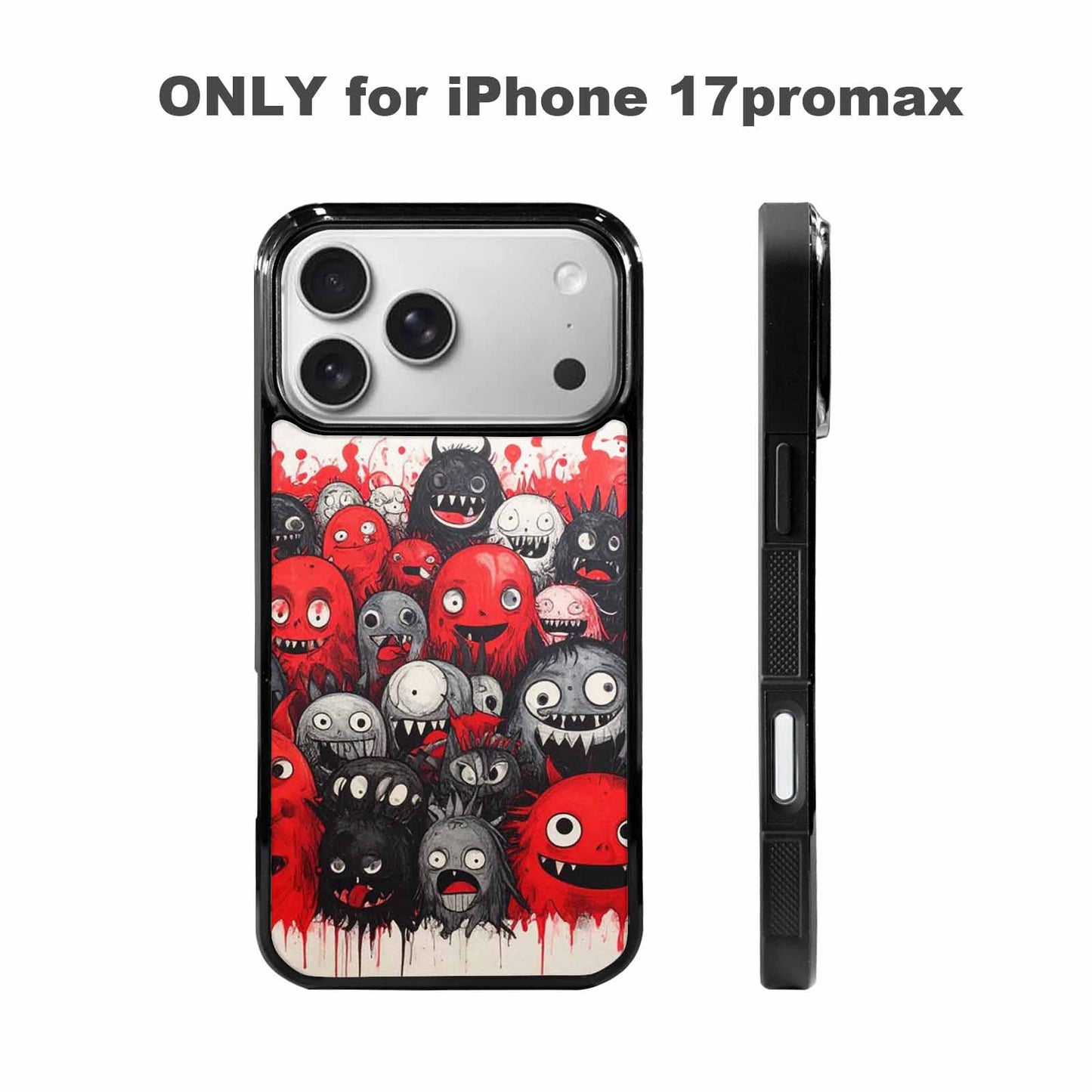 iPhone 17 Pro Max Case — Black &amp; Red Ink Cartoon Cute, Personalized Phone Case