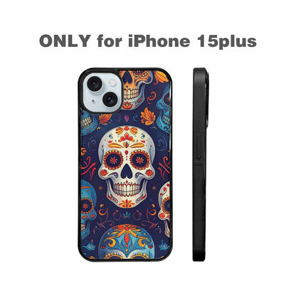 iPhone 15 Plus Case — Day Dead Sugar Skull Art 100s, Custom Phone Case