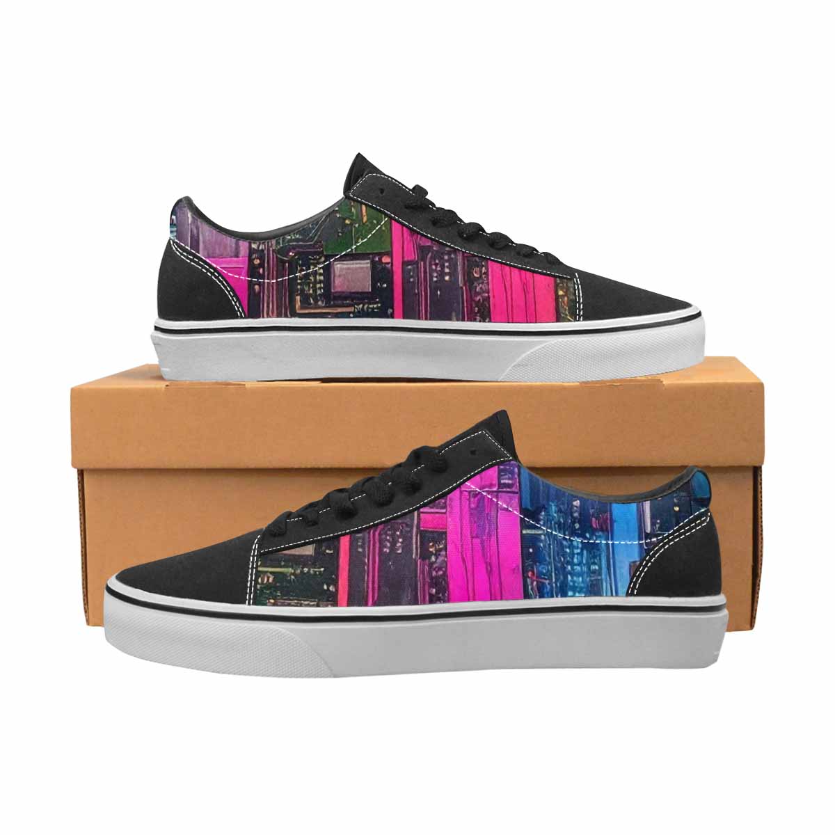 WOMEN'S Asexual Flag Color Canvas Lace-Up Wallpaper Art Sneakers