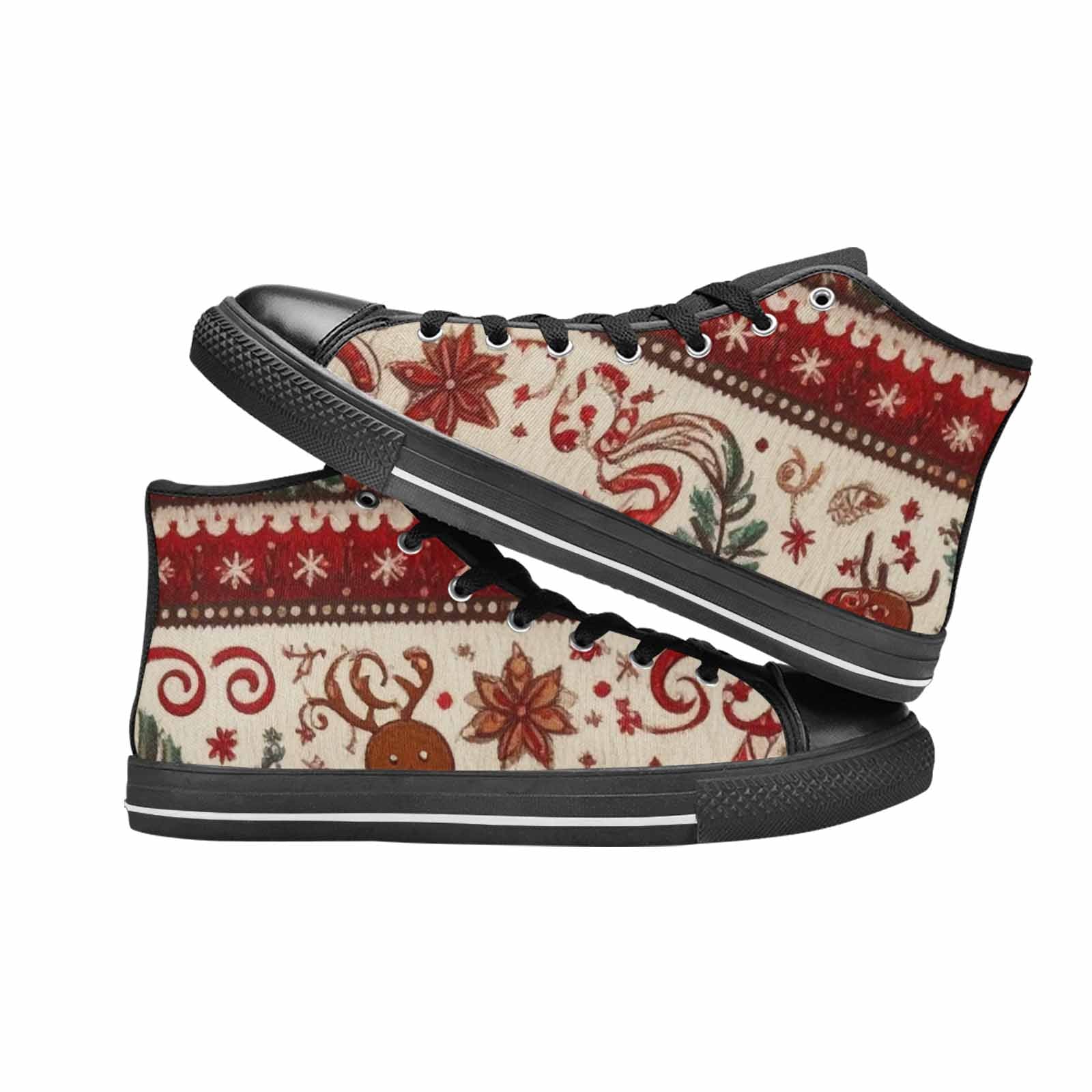 MEN'S Christmas Holly Snowflake High Top Canvas Cottagecore Shoes