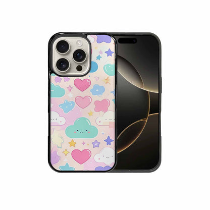 iPhone 16 Pro Case — Cute Kawaii Style Generic Icons Stars, Custom Designed Case Cover