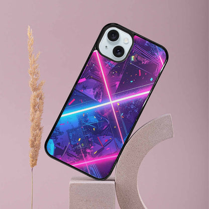 iPhone 15 Plus Case — Neon Grid Confetti, Customized Protective Case