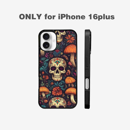 iPhone 16 Plus Case — Mushrooms And Skulls, Custom Designed Case Cover