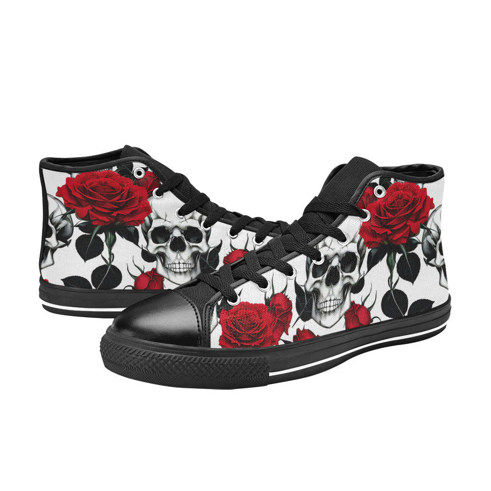 MEN'S Skulls Roses Deluxe 8 High Top Canvas Neon Fantasy Sneakers