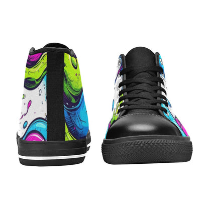 WOMEN'S Acid Wash Cartoon Art High Top Canvas Vivid Shoes