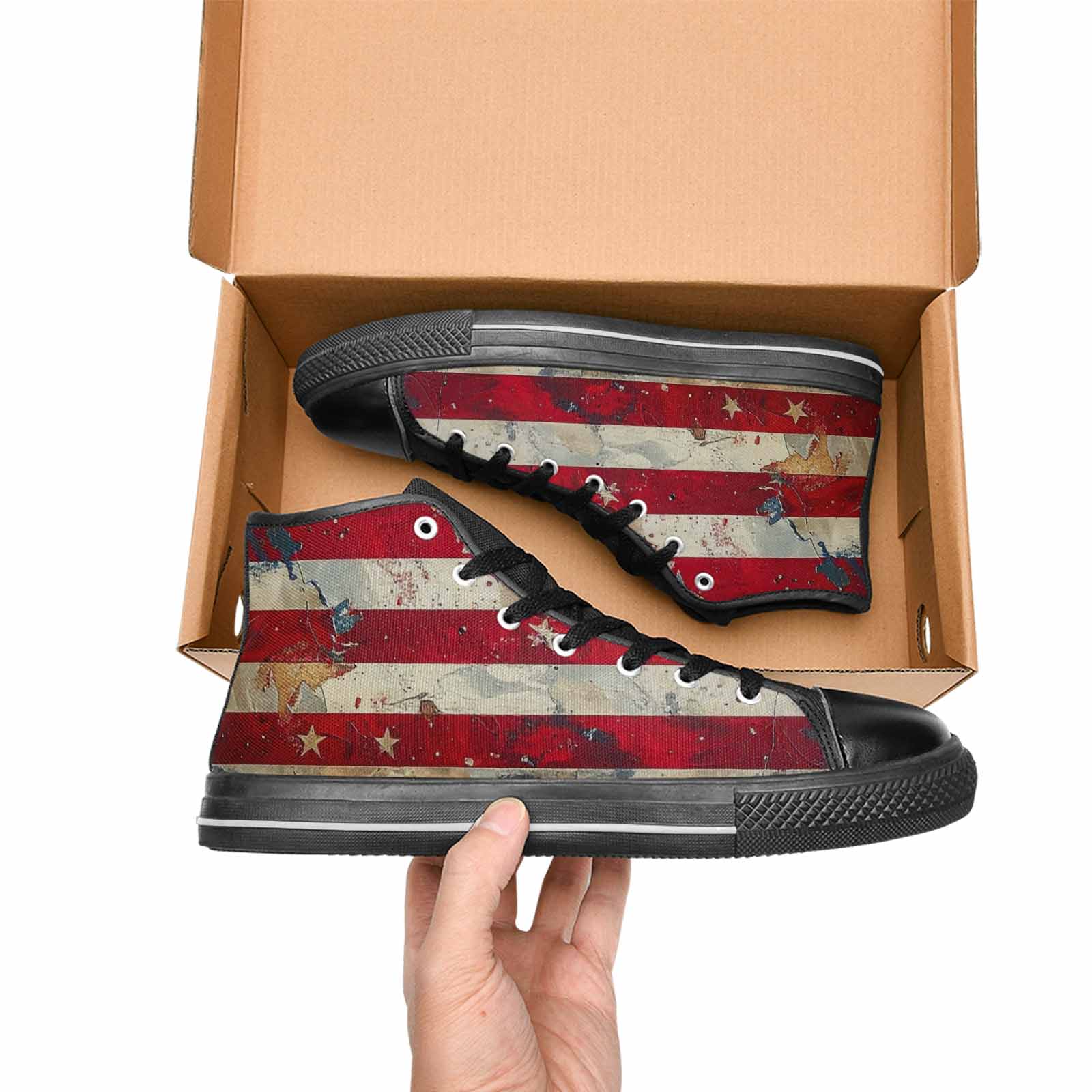 MEN'S American Flag Stars High Top Canvas Surreal Custom Shoes
