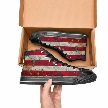 MEN'S American Flag Stars High Top Canvas Surreal Custom Shoes