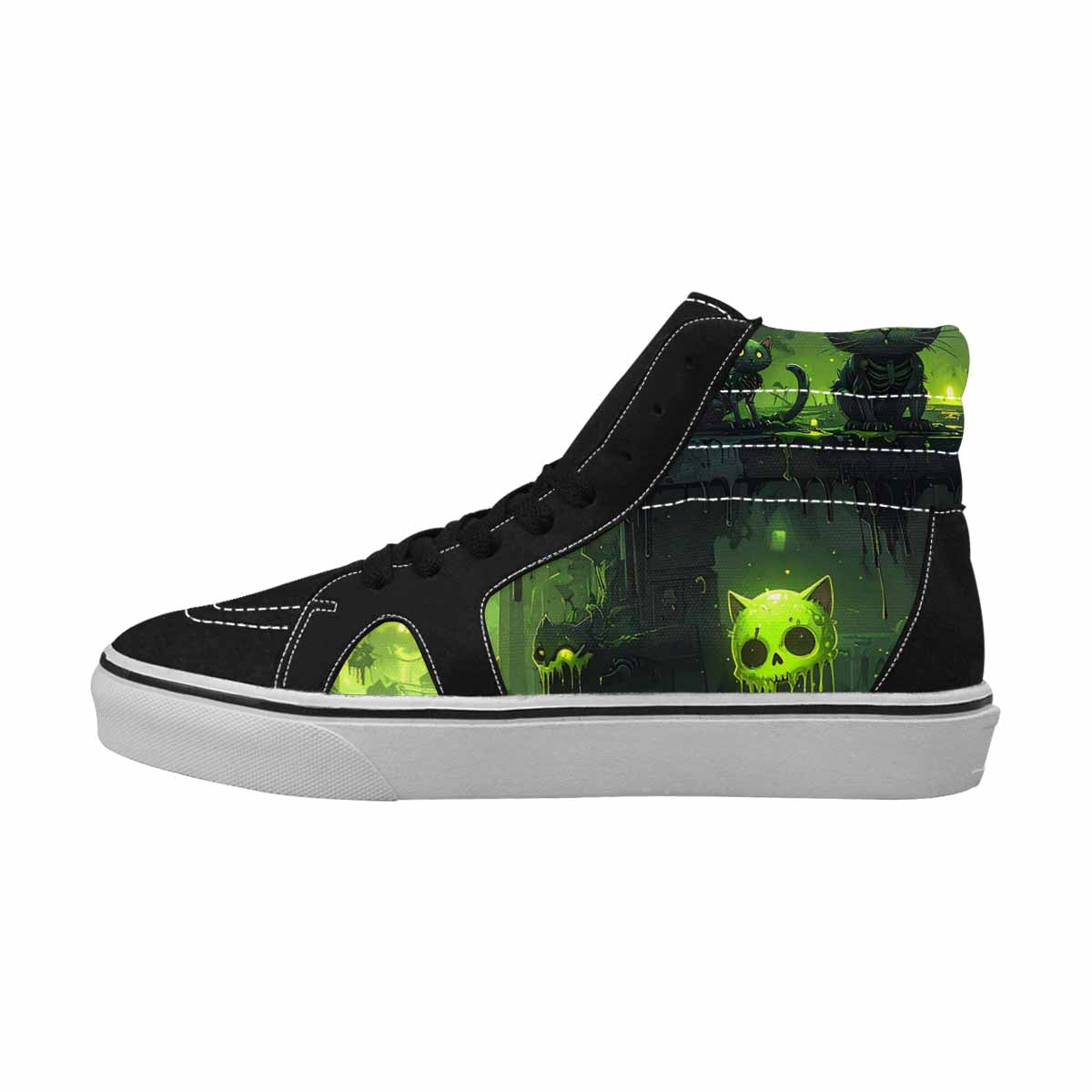 MEN'S Toxic Melting Skeleton Cats High Top Canvas Surreal Custom Shoes