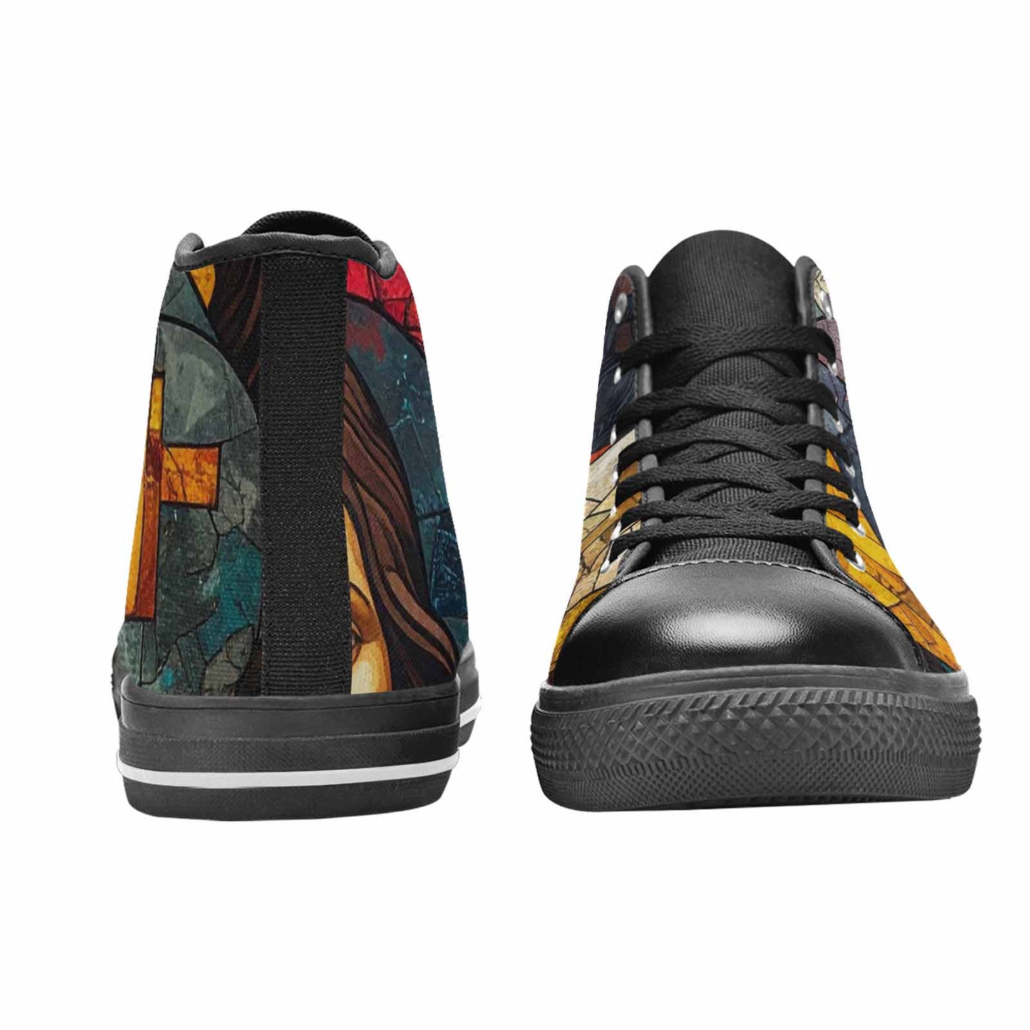 MEN'S Jesus Face Small High Top Canvas Surreal Custom Sneakers