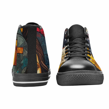 MEN'S Jesus Face Small High Top Canvas Surreal Custom Sneakers