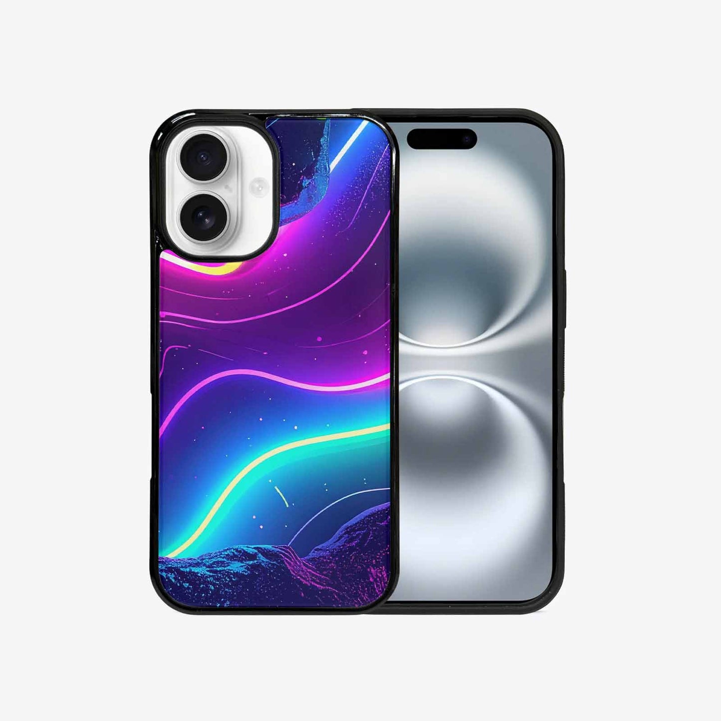 iPhone 16 Case — 1980s Neon Cartoon Art Pattern, Custom Phone Case