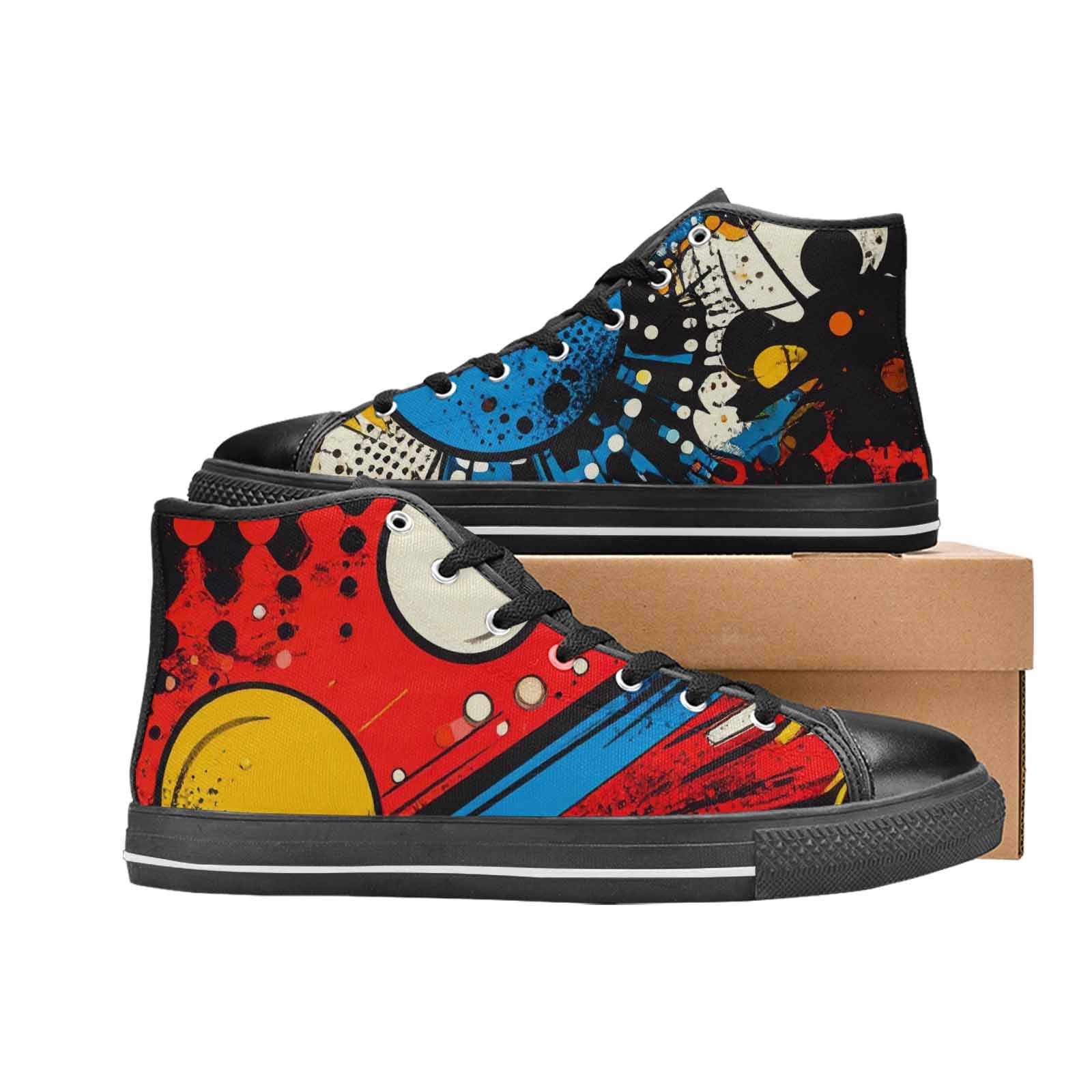 WOMEN'S Comic Book Halftone High Top Canvas Dreamcore Custom Shoes