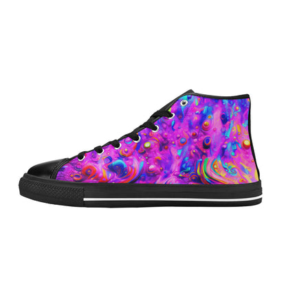 WOMEN'S Cc Acid Bath Art High Top Canvas Aesthetic Sneakers
