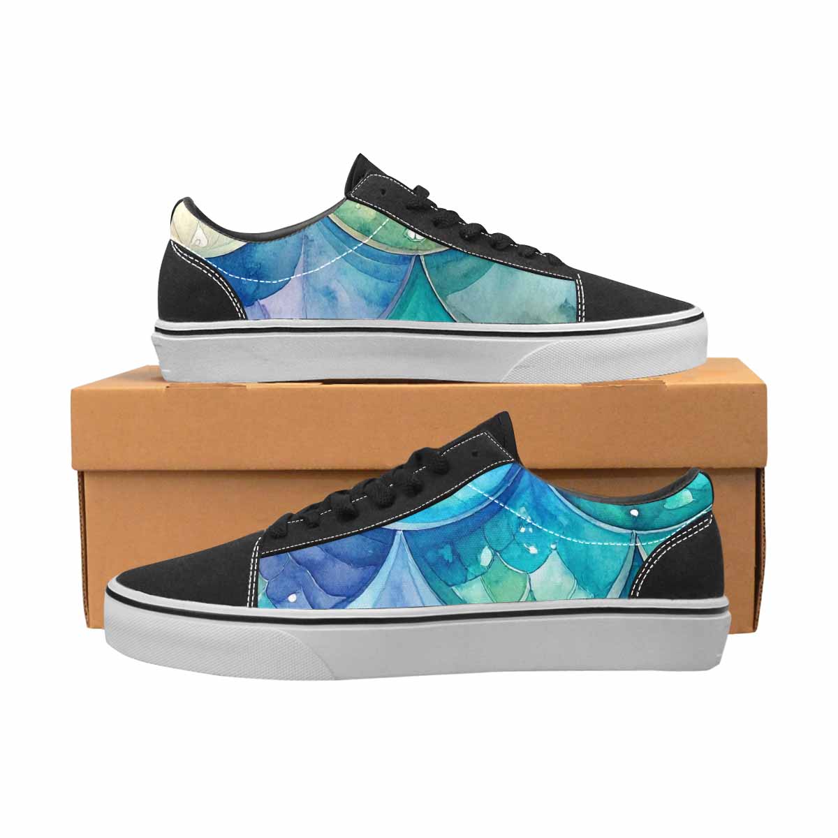 WOMEN'S Mermaid Scale Canvas Lace-Up Grunge Custom Sneakers