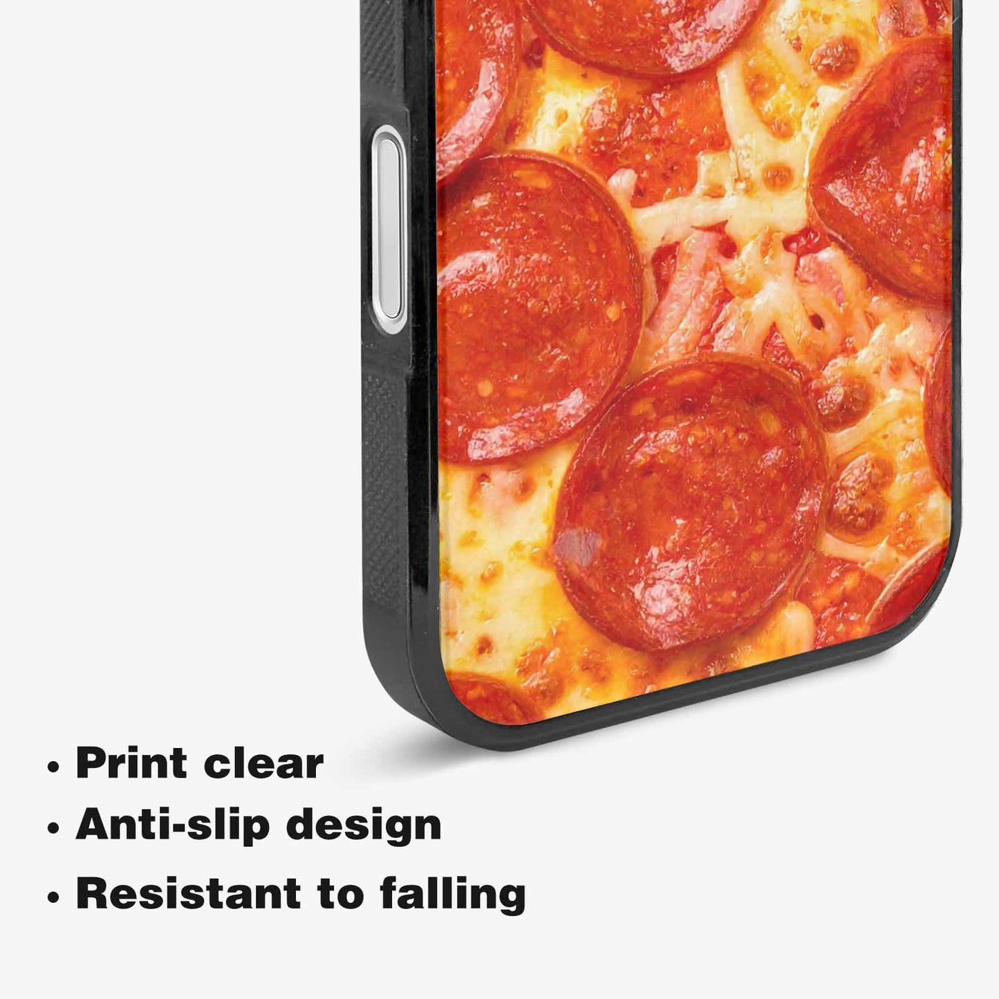 iPhone 16 Plus Case — Pepperoni Pizza Background Art Filling Entire, Customized Protective Case