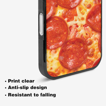 iPhone 16 Plus Case — Pepperoni Pizza Background Art Filling Entire, Customized Protective Case