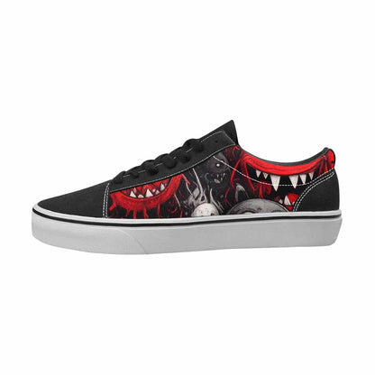 WOMEN'S Monsters Black & Red Ink Canvas Made To Order Vibrant Chaos Custom Canvas Shoes