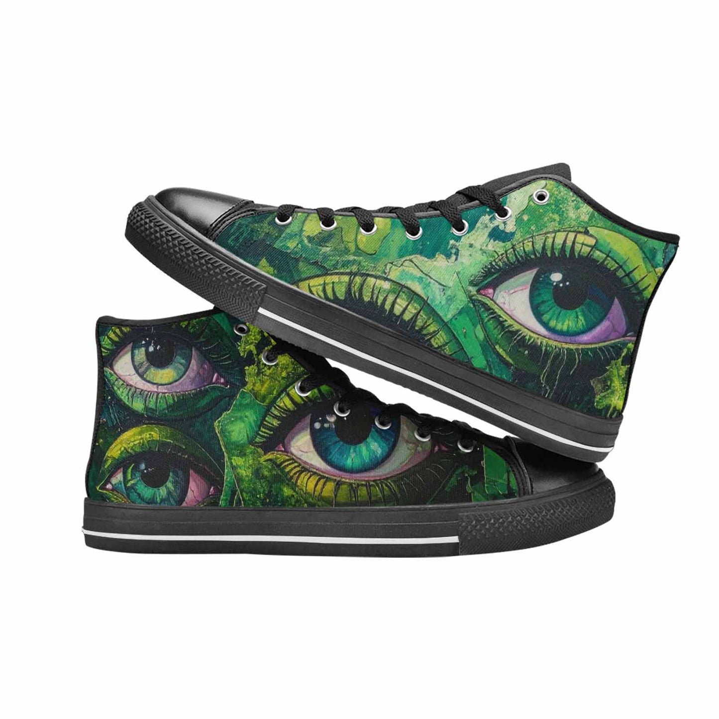 WOMEN'S Reptile Eye Cartoon High Top Canvas Neon Fantasy Sneakers