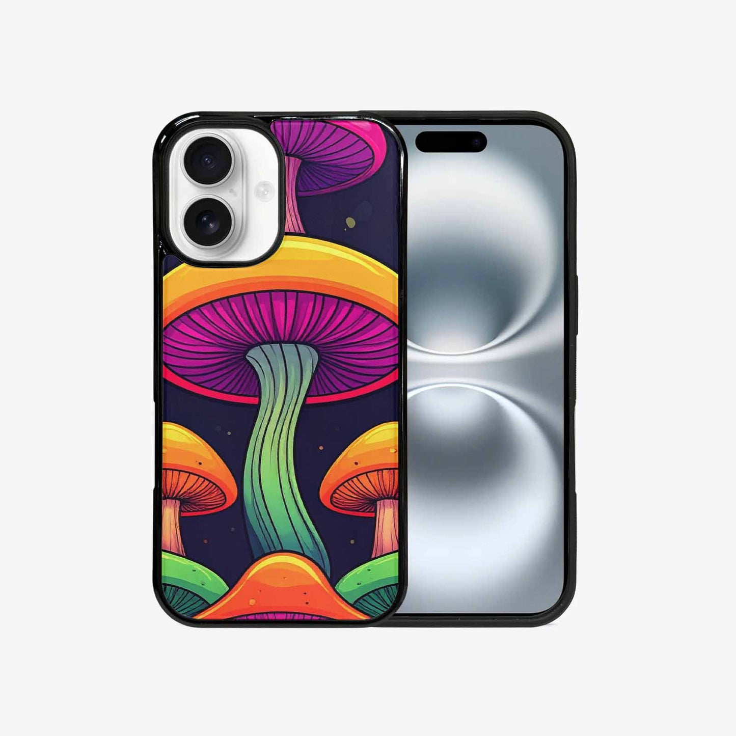 iPhone 16 Case — Psychedelic Mushroom Cartoon Pattern, Unique Phone Case Design