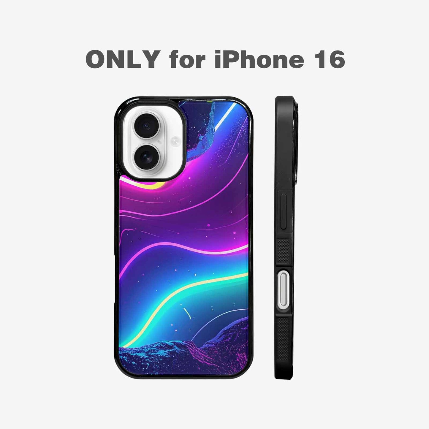 iPhone 16 Case — 1980s Neon Cartoon Art Pattern, Custom Phone Case