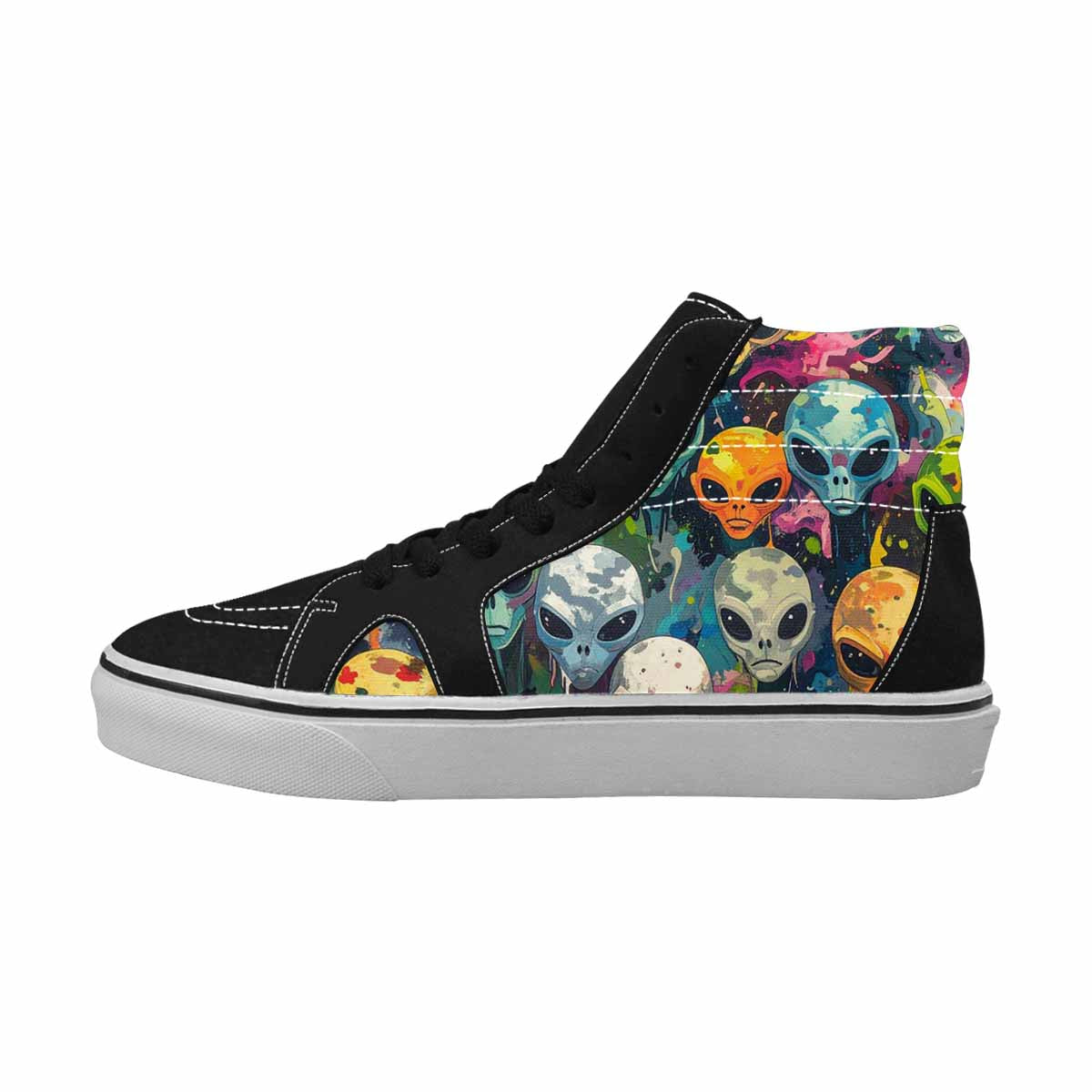 MEN'S Aliens × Camo Aliens High Top Canvas Melting Art Custom Sneakers