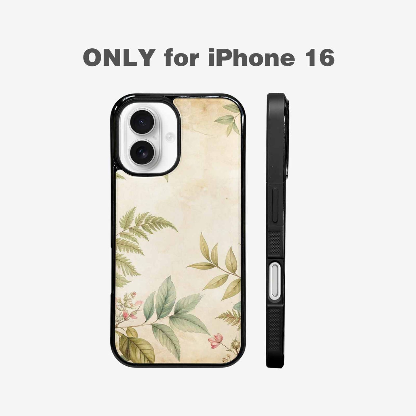 iPhone 16 Case — Vintage Botanical Art Pattern, Custom Art Phone Cover