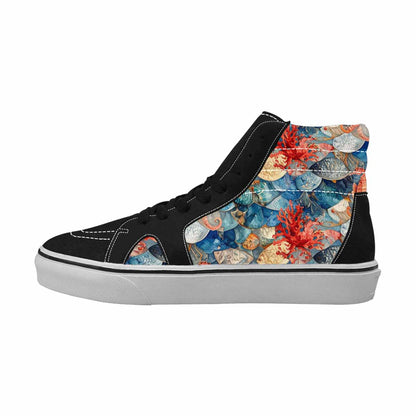 WOMEN'S Fish Scale Coral High Top Canvas Wallpaper Art Sneakers